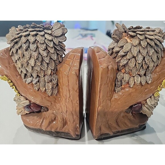 Set of 1970's Owl Book ends Ceramic + Seeds AS IS - Picture 5 of 7
